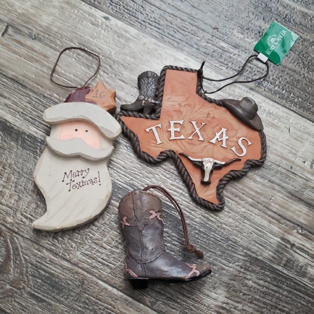 Texas Holiday Ornament Set - Brown and Cream